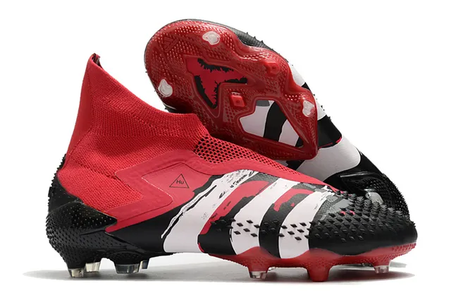 Adidas Black Silver High-Cut Sock-Fit Collar Cracked-Texture Synthetic Overlays Firm-Ground Soccer Shoes 2