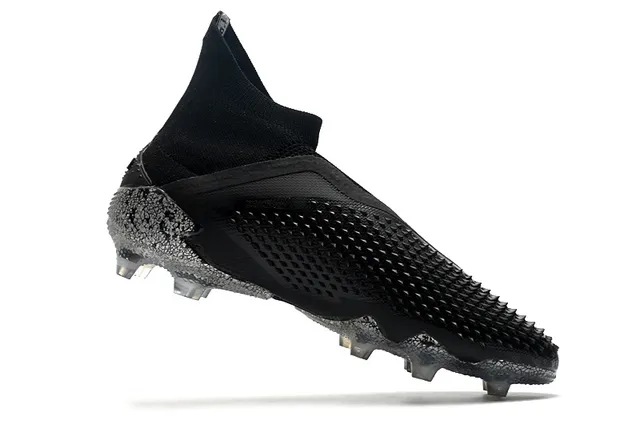 Adidas Black Silver High-Cut Sock-Fit Collar Cracked-Texture Synthetic Overlays Firm-Ground Soccer Shoes 4