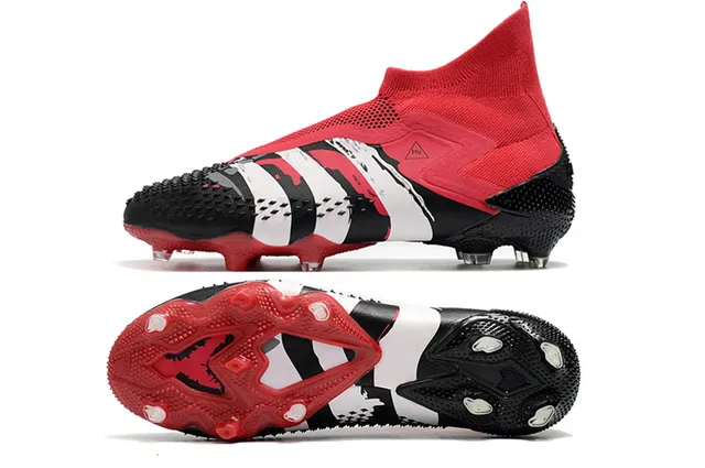 Adidas Black Silver High-Cut Sock-Fit Collar Cracked-Texture Synthetic Overlays Firm-Ground Soccer Shoes 9