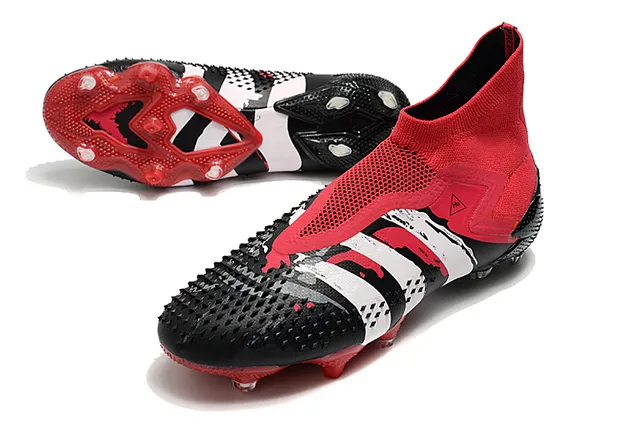 Adidas Black Silver High-Cut Sock-Fit Collar Cracked-Texture Synthetic Overlays Firm-Ground Soccer Shoes 13