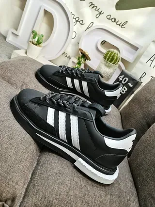 Adidas কালো সাদা লো-টপ চামড়া মতো উপর লাইফস্টাইল স্নিকার 17