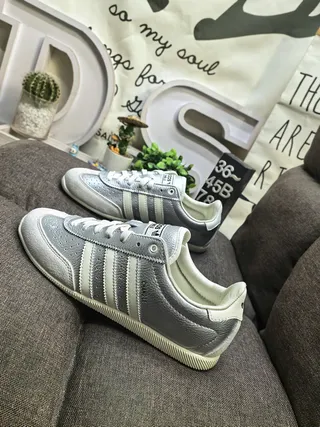 Adidas Black White Low-Top Leather-Suede Upper Lifestyle Sneakers 7
