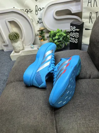 Adidas Blue and Silver Three-Stripe Lifestyle Sneakers 6