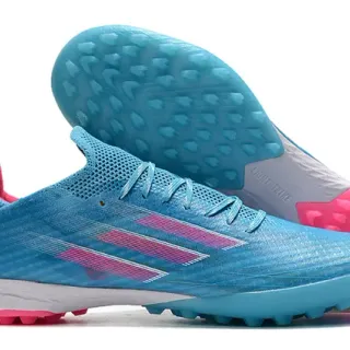 Adidas Blue Pink Knit Upper Asymmetric Lacing Turf Soccer Shoes