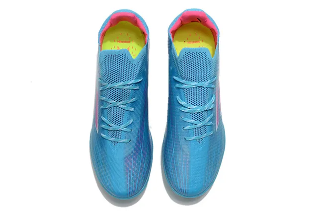 Adidas Blue Pink Knit Upper Asymmetric Lacing Turf Soccer Shoes 2