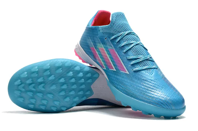 Adidas Blue Pink Knit Upper Asymmetric Lacing Turf Soccer Shoes 3