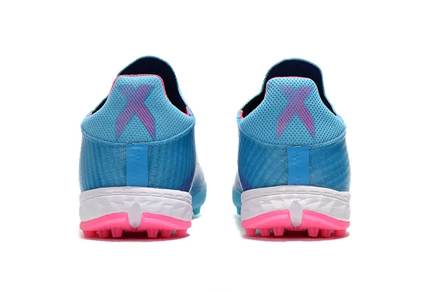 Adidas Blue Pink Knit Upper Asymmetric Lacing Turf Soccer Shoes 4