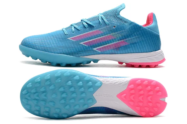 Adidas Blue Pink Knit Upper Asymmetric Lacing Turf Soccer Shoes 5
