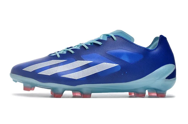Adidas أحذية كرة القدم زرقاء شفافة منخفضة القطعة وجهة علوية اصطناعية رباط غير متناظر أرضية صلبة 7