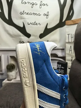 Adidas Blue White Suede Upper Three Stripes Lifestyle Sneakers 3