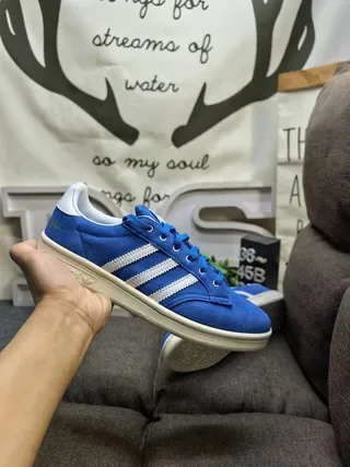 Adidas Blue White Suede Upper Three Stripes Lifestyle Sneakers 5