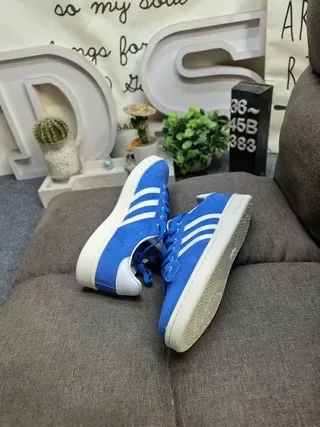 Adidas Blue White Suede Upper Three Stripes Lifestyle Sneakers 6