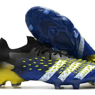 Adidas Blue Yellow Asymmetric Lacing Raised Conical Studs Firm-Ground Soccer Shoes