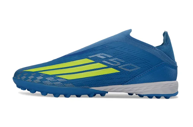 Adidas Blue Yellow Sock-Fit Collar Textured Synthetic Upper Artificial-Grass Soccer Shoes 8