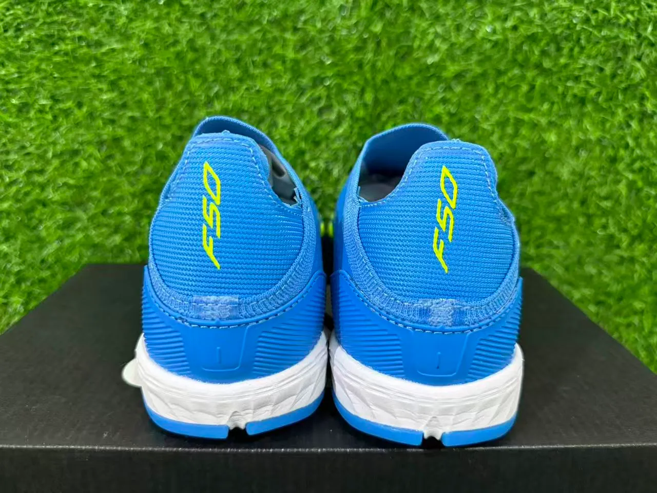 Adidas Blue Yellow Sock-Fit Collar Textured Synthetic Upper Artificial-Grass Soccer Shoes 12