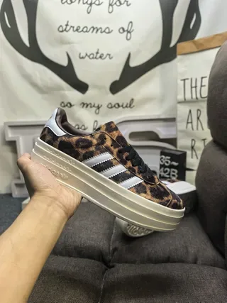 Adidas Brown Beige Leopard-Print Upper Platform Sole Lifestyle Sneakers 5