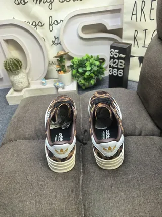 Adidas Brown Beige Leopard-Print Upper Platform Sole Lifestyle Sneakers 8