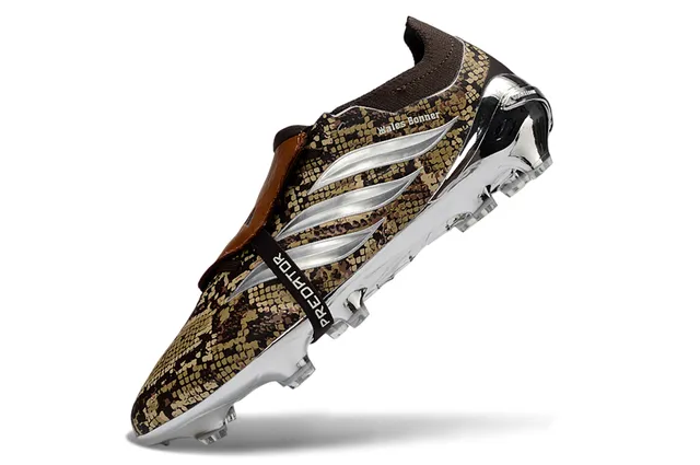 Adidas Brown Gold Snakeskin-Print Upper Chrome-Plated Soleplate Firm-Ground Soccer Shoes 3