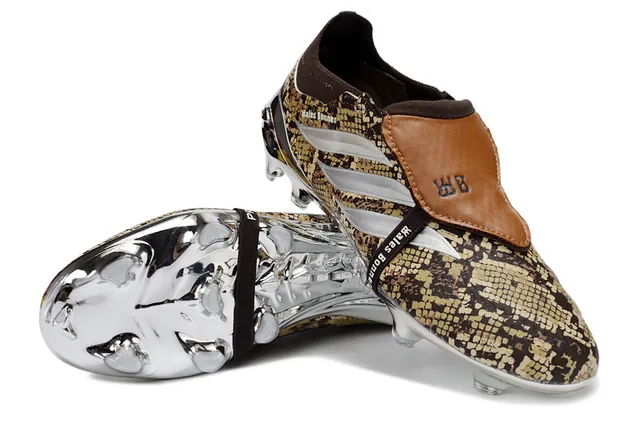 Adidas Brown Gold Snakeskin-Print Upper Chrome-Plated Soleplate Firm-Ground Soccer Shoes 4