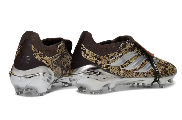 Adidas Brown Gold Snakeskin-Print Upper Chrome-Plated Soleplate Firm-Ground Soccer Shoes 5