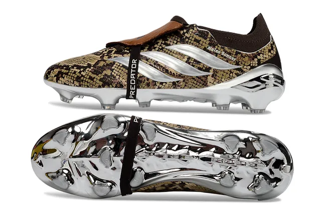 Adidas Brown Gold Snakeskin-Print Upper Chrome-Plated Soleplate Firm-Ground Soccer Shoes 6