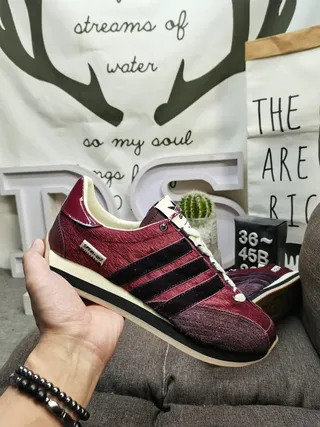 Adidas حذاء رياضي برغندي أسود low-top نسيج علوي نمط حياة 5