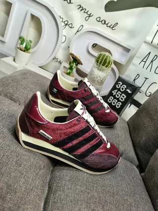 Adidas حذاء رياضي برغندي أسود low-top نسيج علوي نمط حياة 9