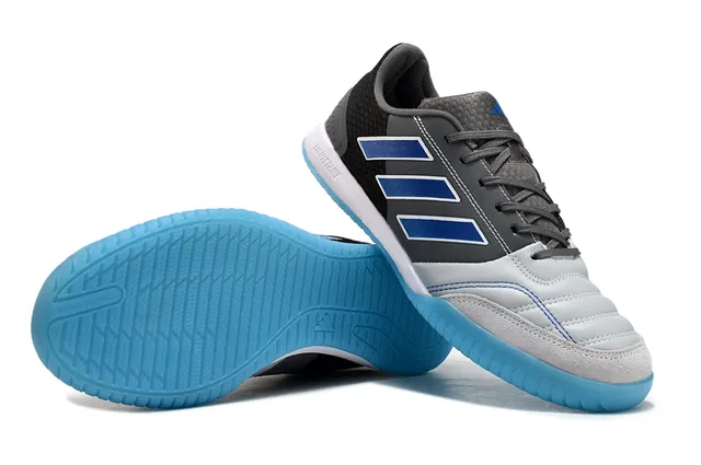 Adidas Copa Black Blue Low-Cut Silhouette Couro sintético e malha superior Sapatos de futebol indoor 4