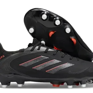 Adidas Copa Negro Rojo Superior Sintético Detalle de Rayas con Costuras Zapatos de Fútbol Tierra Firme