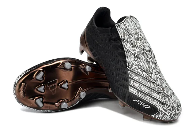 Adidas F50 Negro Marrón Botín de corte bajo Parte superior Textura de malla geométrica Suelo firme Zapatos de fútbol 4