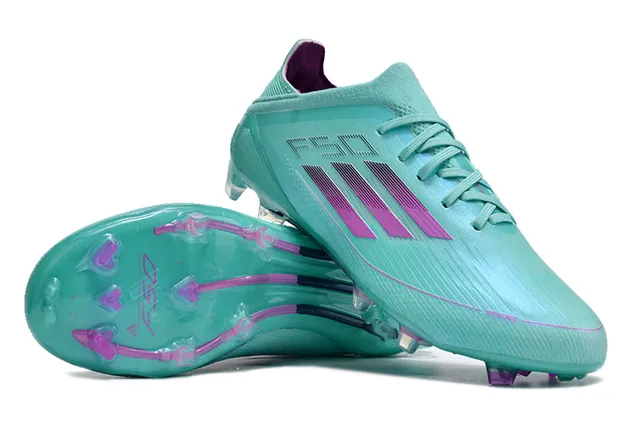 Adidas F50 Azul Rosa Bajo-Corte Ajuste Calcetín Parte Superior Sintético Texturizado Cáscara Suelo Firme Zapatos de Fútbol 3