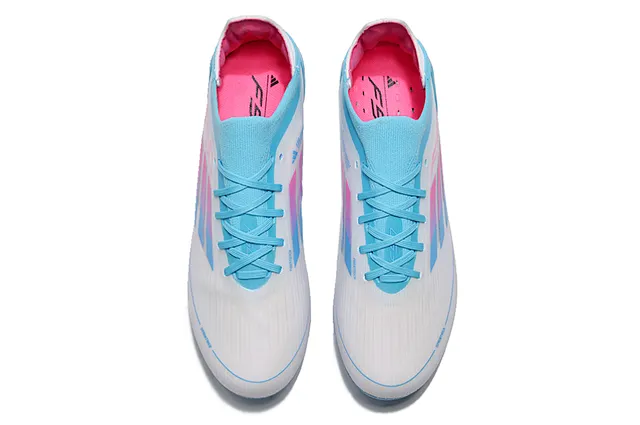 Adidas F50 Azul Rosa Bajo-Corte Ajuste Calcetín Parte Superior Sintético Texturizado Cáscara Suelo Firme Zapatos de Fútbol 11