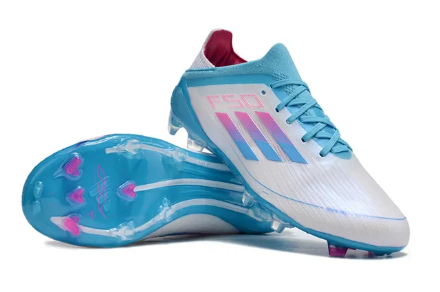 Adidas F50 Azul Rosa Bajo-Corte Ajuste Calcetín Parte Superior Sintético Texturizado Cáscara Suelo Firme Zapatos de Fútbol 14