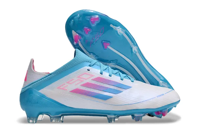 Adidas F50 Azul Rosa Bajo-Corte Ajuste Calcetín Parte Superior Sintético Texturizado Cáscara Suelo Firme Zapatos de Fútbol 18