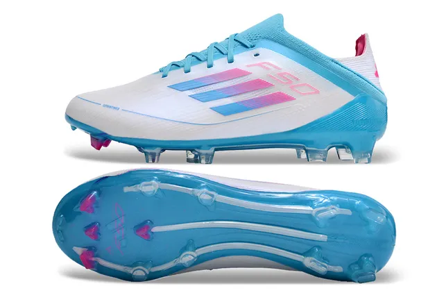 Adidas F50 Azul Rosa Bajo-Corte Ajuste Calcetín Parte Superior Sintético Texturizado Cáscara Suelo Firme Zapatos de Fútbol 20
