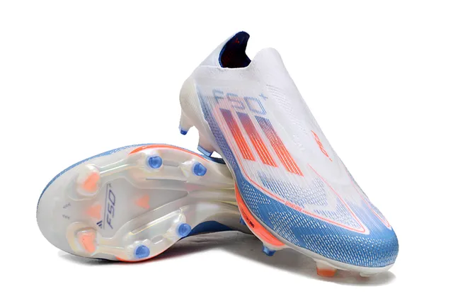 Adidas F50 白蓝 低帮 袜套合脚面 半透明鞋底板 硬地球场足球鞋 4