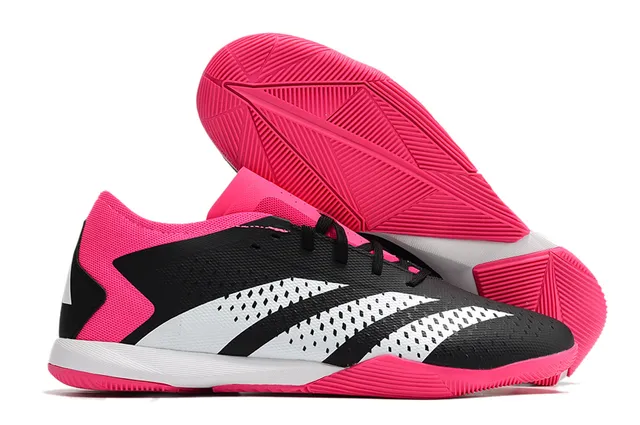 Adidas Falcon Essence Preto Rosa Perfurado Sintético Sapatos de futebol indoor 5