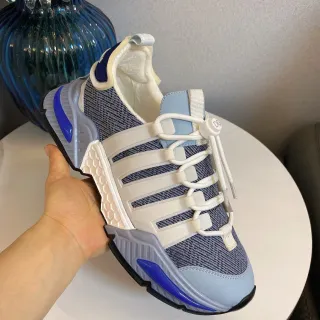 Adidas رمادي أزرق خياطة علوية حزام-قفص تراكب أحذية رياضية سميكة
