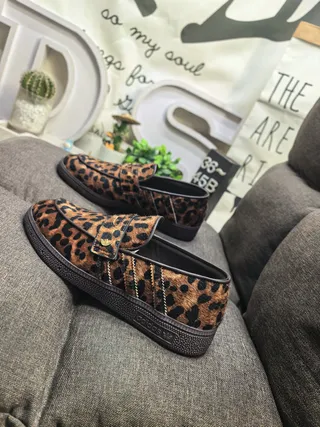 Adidas Leopard-Print Penny Strap Loafers 7