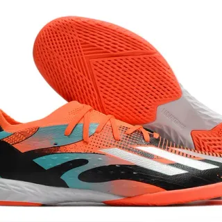 Adidas Orange Black Low-Top Knit Upper Indoor Soccer Shoes