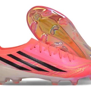 Adidas Pink Black Low-Cut Speed Boot Synthetic Cage Upper Firm-Ground Soccer Shoes