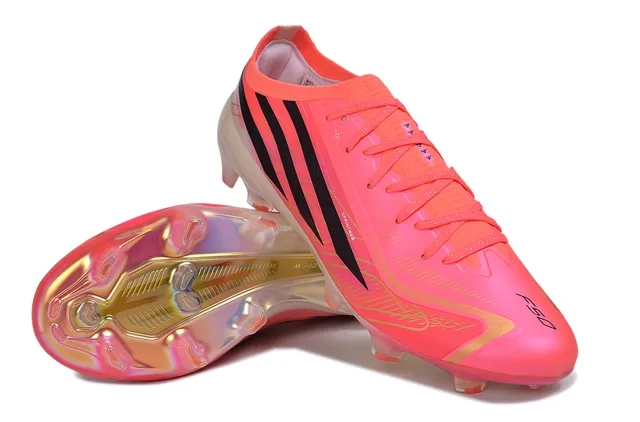 Adidas وردي أسود Low-Cut Speed Boot قفص صناعي الوجه العلوي Firm-Ground أحذية كرة القدم 4