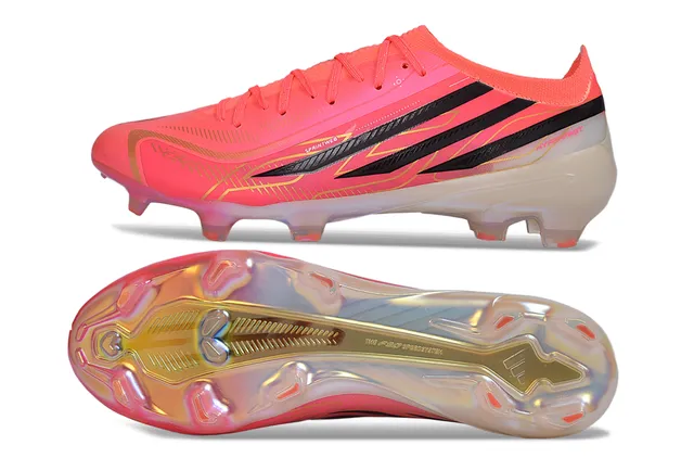 Adidas وردي أسود Low-Cut Speed Boot قفص صناعي الوجه العلوي Firm-Ground أحذية كرة القدم 6