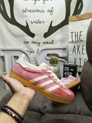 Adidas Pink White Suede Upper Three-Stripe Side Panel Lifestyle Sneakers 6