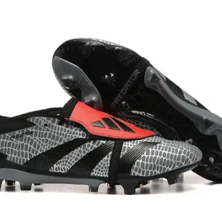 Adidas Predator Accuracy ग्रे काला लाल फर्म ग्राउंड फुटबॉल जूते
