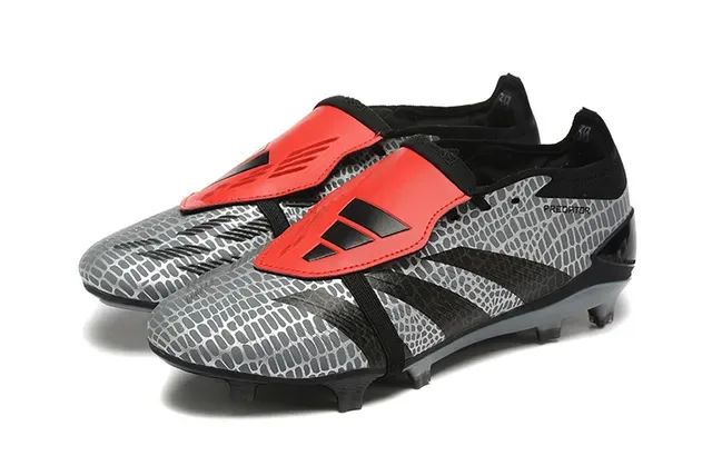 Adidas Predator Accuracy Gris Negro Rojo Zapatos de fútbol para terreno firme 8