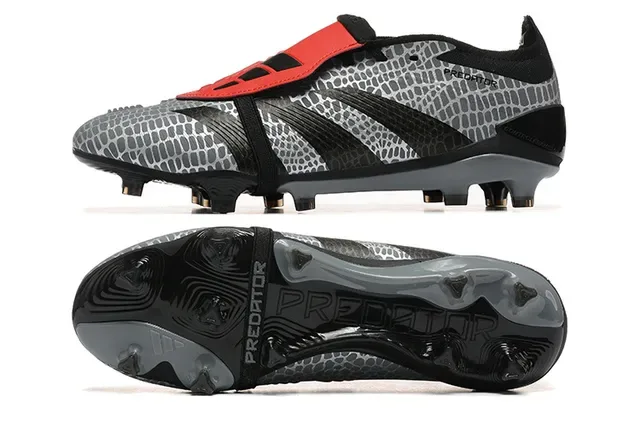 Adidas Predator Accuracy Gris Negro Rojo Zapatos de fútbol para terreno firme 9