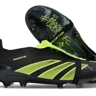 Adidas Predator أسود وأخضر نيون أحذية كرة القدم للأرض الصلبة