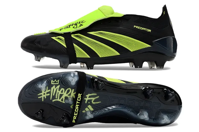Adidas Predator Noir et Vert Néon Chaussures de Football pour Sol Ferme 5
