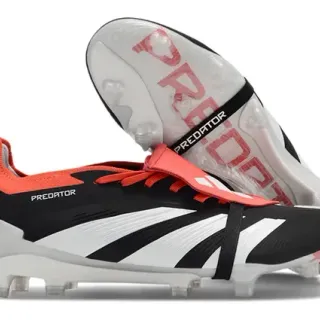 Adidas Predator Black Orange Asimétrico Cubierta de Cordones Panel Lateral de Tres Rayas Zapatos de Fútbol para Césped Firme